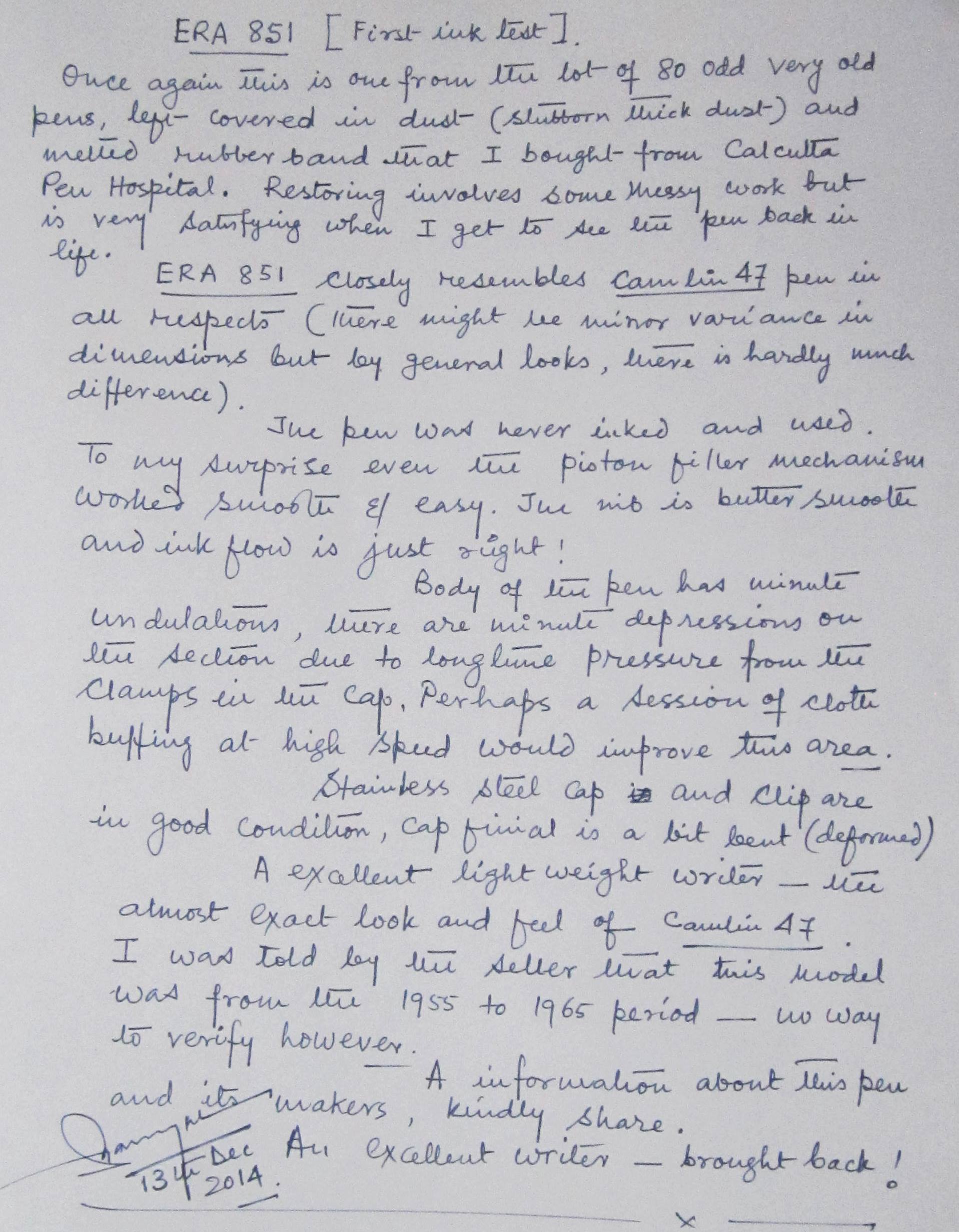 Sanyal Soumitra's Mini Indian Pen Reviews & Ink Tests India