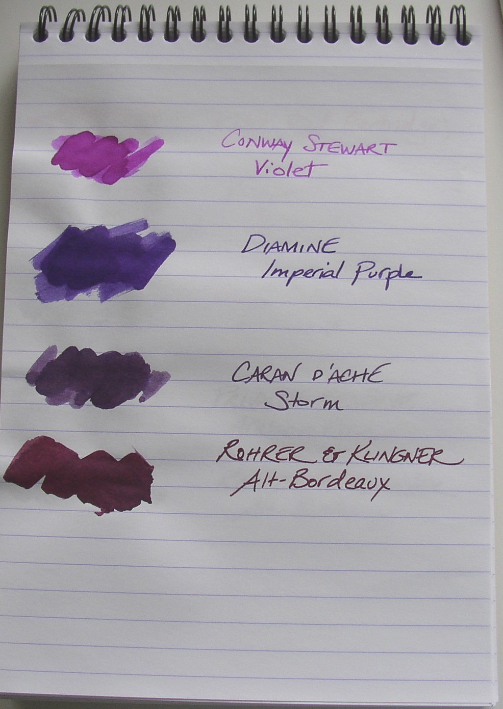 Purple ink comparison Ink Comparisons The Fountain Pen Network