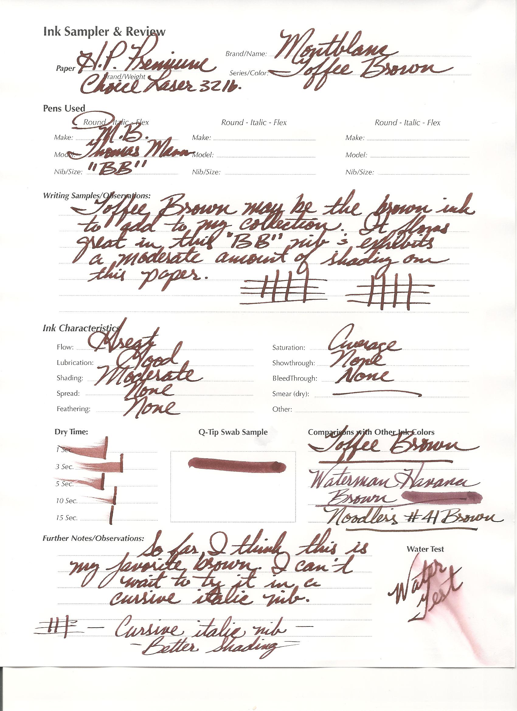 Montblanc Toffee Brown Ink Reviews The Fountain Pen Network