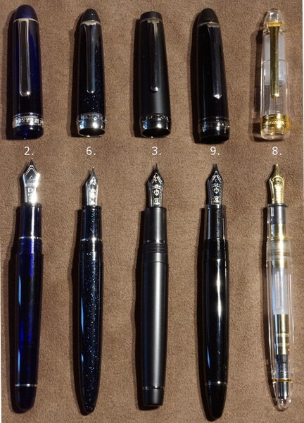 Size comparison of Sailor Procolor, ProGear, Profit21 and Proske (uncapped)