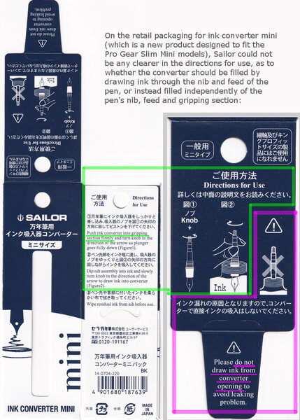 Sailor ink converter mini Directions For Use