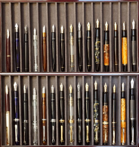 Size comparison of various Sailor pen models (unposted and posted)