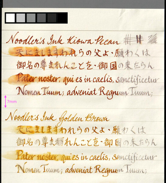 Noodler's Ink Kiowa Pecan and Golden Brown water resistance