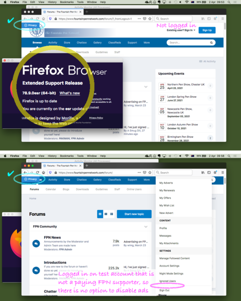 Privacy controls present in Firefox on Mac