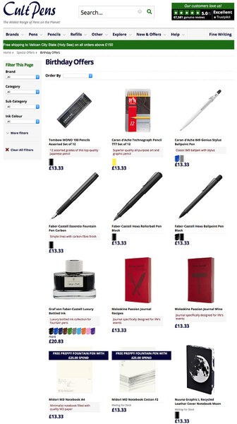 Cult Pens Birthday Offers as of 18 May 2021