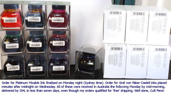 New bottled inks received from Cult Pens on 17May2021