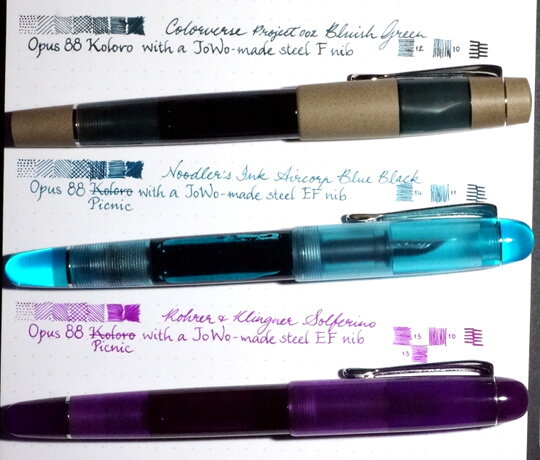 Ink colour-matching my Opus 88 pens