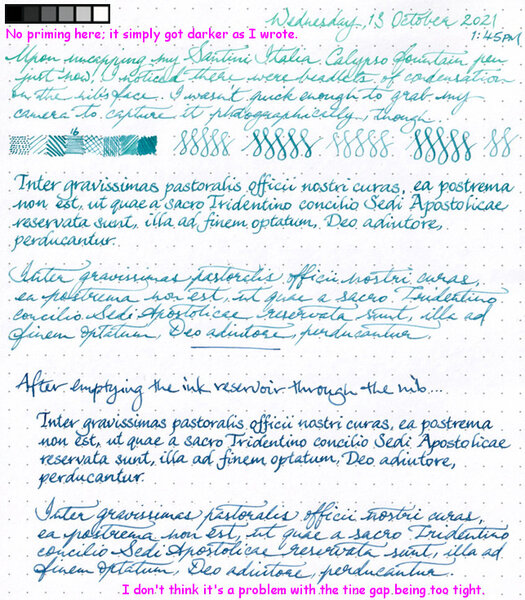 Waterman Mysterious Blue weirdness out of my Santini Calypso pen, page 3