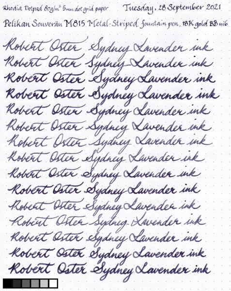 Robert Oster Sydney Lavender writing sample
