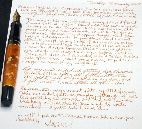 Aurora Optima Cappuccino with F Italic[DS] nib