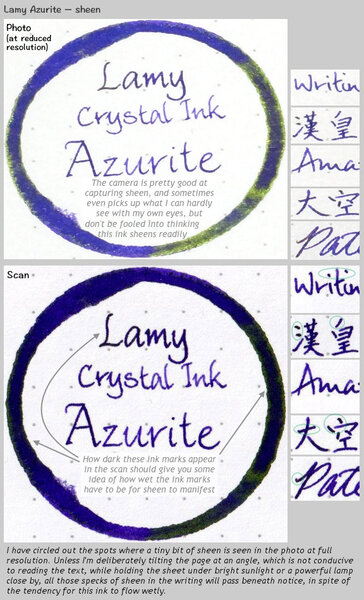 Lamy Azurite ink: sheen