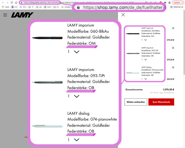 Lamy Shop still offers pens factory-fitted with Oblique nibs