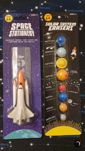 Spacey Stationary Eraser Sets Shuttle & Planets