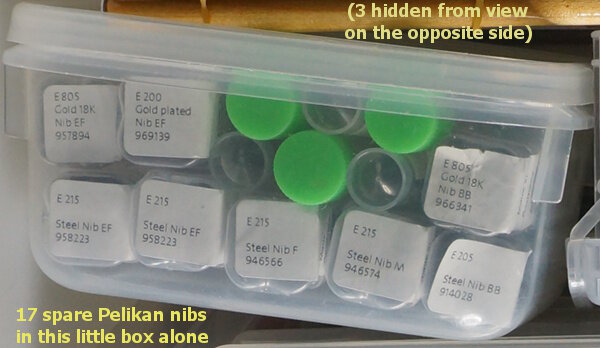 Box of spare Pelikan nibs