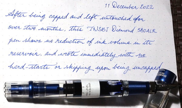 TWSBI 580ALR after being untouched for two months