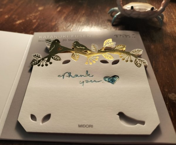 midori sticky note gold foil bird