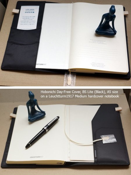 Hobonichi Day-Free Cover on a Leuchtturm1917 A5 hardcover notebook