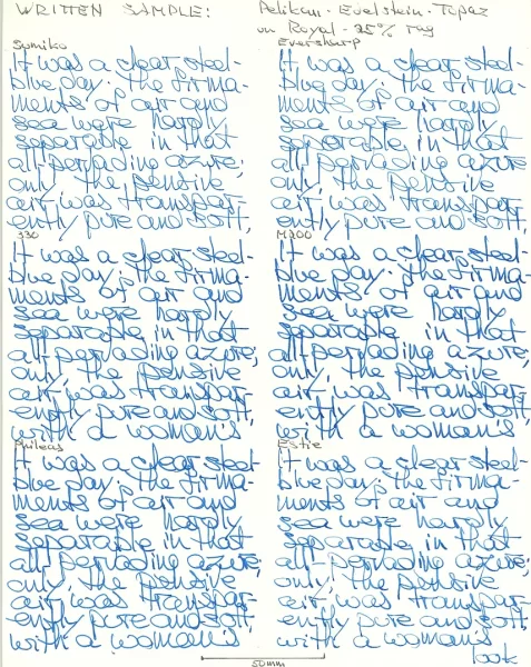 Sandy1 review Pelikan Edelstein Topaz -sample text on Royal paper.webp