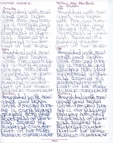 Sandy1 review Pelikan 4001 Blue-black - sample text on Rhodia paper.webp