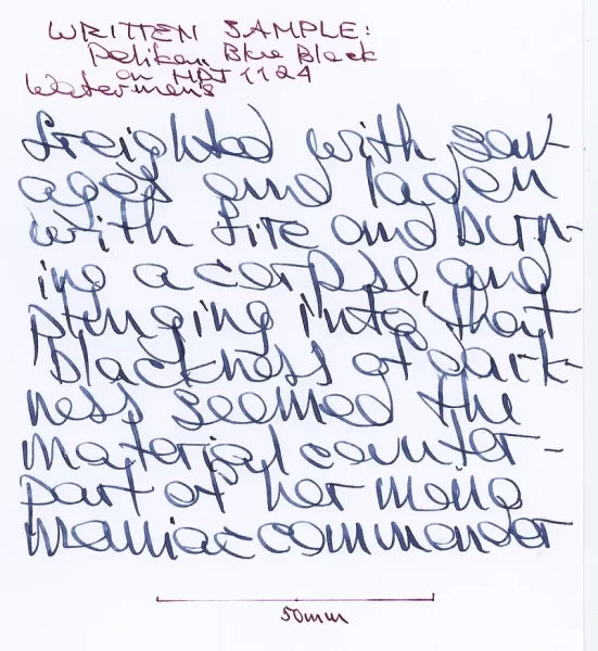 Sandy1 review Pelikan 4001 Blue-black - sample text from flex nib on HPJ1124.webp