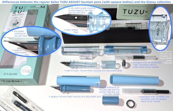 Differences between the regular Sailor TUZU ADJUST and the Glassy collection