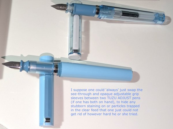 Sailor TUZU ADJUST baby blue and Glassy Crystal Sky with grips swapped around