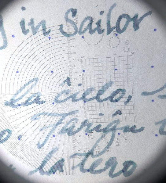 Kaweco Sport Smooth Sage fountain pen with M nib writing sample in Sailor Manyo Hinoki (closeup #2)