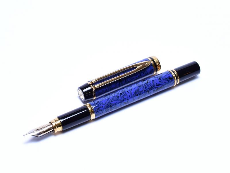 1990 Waterman Ideal Le Man 200 Rhapsody Lapis Blue Ripple Marble