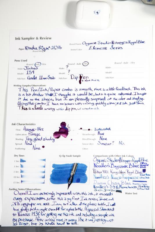 Ink Review: Organic Studio Nitrogen Royal Blue - Ink Reviews - The Fountain  Pen Network