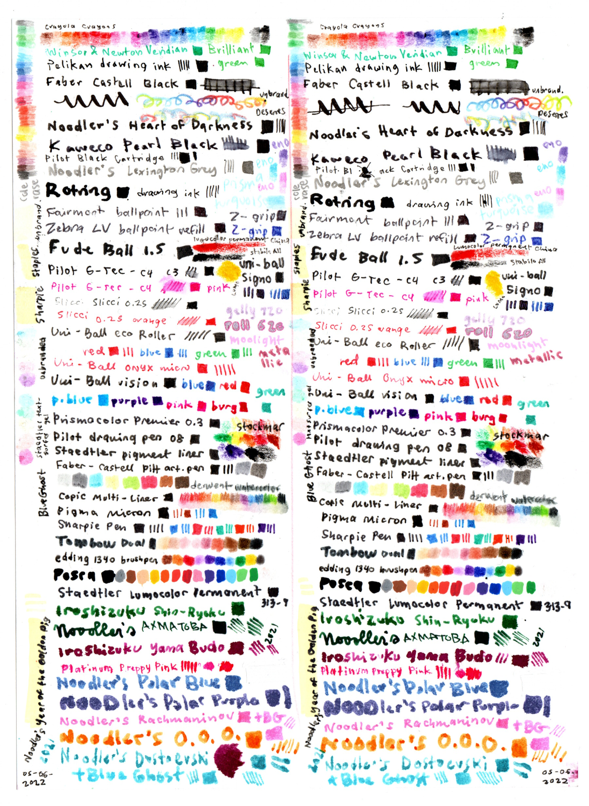 Swatch Sheet for Uni-Posca Colored Pencils - B&W Instant Download file