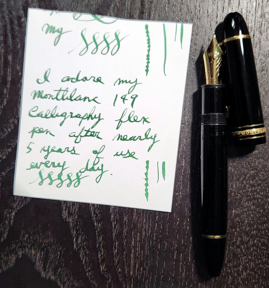 Montblanc 149 Calligraphy flex after nearly 5 years.jpg
